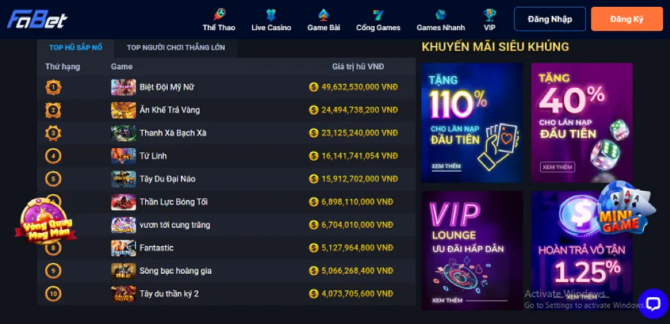 Đa dạng trò chơi tại Q68BET: cá cược thể thao, casino, nổ hũ, bắn cá, đá gà